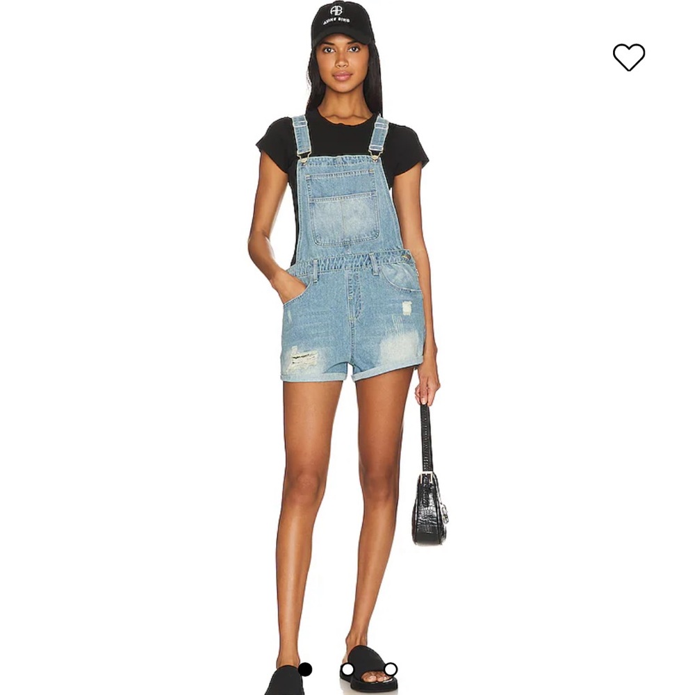 Carmen Denim Short Overalls in Light Blue Wash